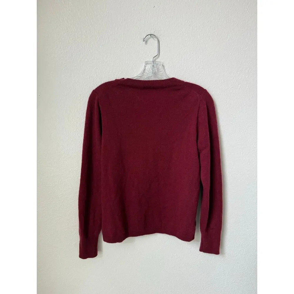 J. Crew Red 100% Cashmere Long Sleeve Crewneck Top Size Large